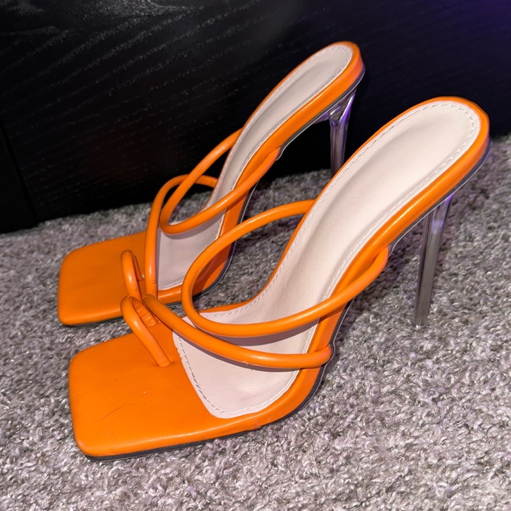 Orange Stiletto clear Heel